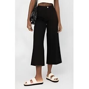 Frame Cropped Wide Leg Jeans Film Noir Black Size 25